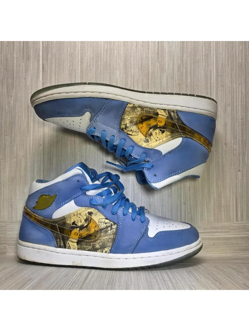 Nike Air Jordan 1 Mid Alpha 316269-142 White University Blue Men's Size 11 2007